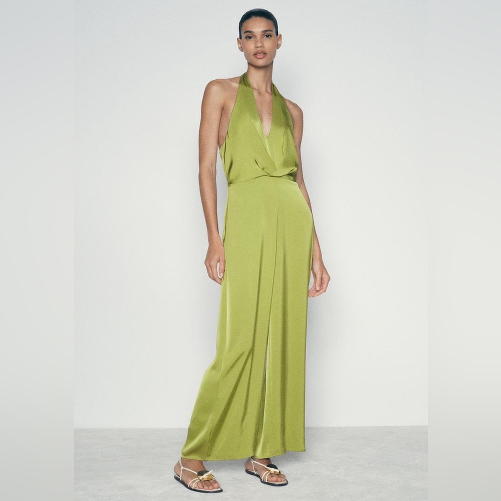 Zara Satin Halterneck Jumpsuit